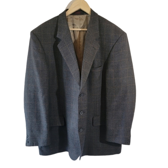 John Weitz Vintage Men's Wool Sport Coat Sz 48R Gray Plaid Three Button Lined - Picture 12 of 12